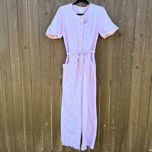 EVERY Baby Pink Wide Leg Jumpsuit w/ Tie Waist & Cuff Sleeves – Size 10